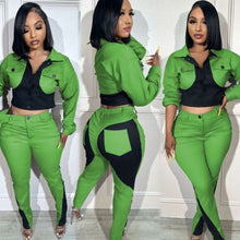 Load image into Gallery viewer, Sports Color Block Splicing Long Sleeve Pants Set

