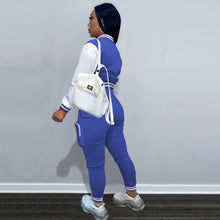 Load image into Gallery viewer, Casual Color Block Baseball Coat Two Piece Pants Set
