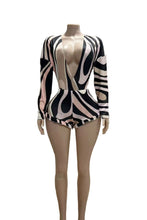 Load image into Gallery viewer, V Neck Long Sleeve Bodysuit Two Piece Shorts Set
