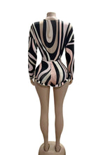 Load image into Gallery viewer, V Neck Long Sleeve Bodysuit Two Piece Shorts Set
