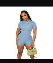 Load image into Gallery viewer, Casual Solid Sport Short Sleeve Shorts Two Piece Sets
