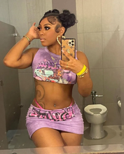 Load image into Gallery viewer, Printed Sleeveless Top Skirt Two Piece Set
