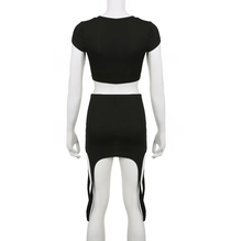 Load image into Gallery viewer, Sexy Letter Print Slim Fit T-shirt Mini Skirt Suit
