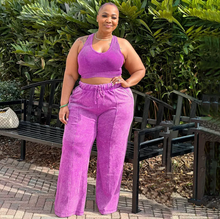 Load image into Gallery viewer, Plus Size Sleeveless Tank Tops And Wide Leg Pants Suit
