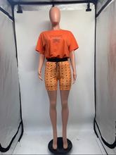Load image into Gallery viewer, Print Short Sleeve Two Piece Shorts Set
