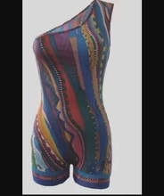 Load image into Gallery viewer, Printed One Shoulder Rompers
