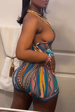 Load image into Gallery viewer, Printed One Shoulder Top Shorts Suit
