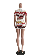Load image into Gallery viewer, Casual Color Block Knits Two Piece Shorts Set
