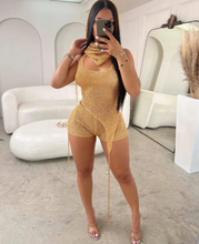 Load image into Gallery viewer, Sexy Hollow Out Sequin Backless Two Piece Shorts Set
