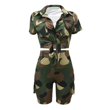 Load image into Gallery viewer, Camouflage Print Sport Shorts Two Piece Set
