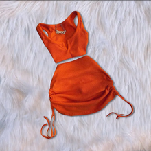 Load image into Gallery viewer, Sexy Solid Sleeveless Top Drawstring Skirt Suit

