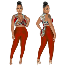 Load image into Gallery viewer, Sexy Deep V-Neck Lace-Up Top+Pencil Pants Two Piece Set
