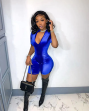 Load image into Gallery viewer, Velvet Short Sleeve Solid Romper

