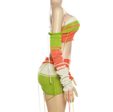 Load image into Gallery viewer, Fashion Knit Contrast Color Top Short Skirt Two Piece Set

