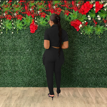 Load image into Gallery viewer, Solid Short Sleeve Shirt And Slit Pants Two Piece Set
