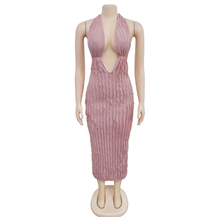 Load image into Gallery viewer, Solid Hollow Out Wave Pattern Sexy Long Dress
