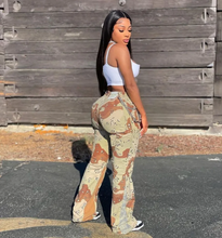 Load image into Gallery viewer, Camouflage Spliced Slightly Flared Casual Pants
