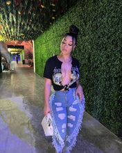 Load image into Gallery viewer, Denim Ripped Hole Tassel Skinny Jeans Pants
