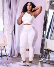 Load image into Gallery viewer, Sexy Mesh Patchwork Off Shoulder 2 Piece Pants Set

