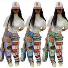 Load image into Gallery viewer, Fashion Loose Colorful Pattern Tassel Pants
