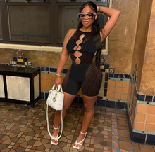 Load image into Gallery viewer, Sexy Mesh Patchwork Sleeveless Hollow Romper
