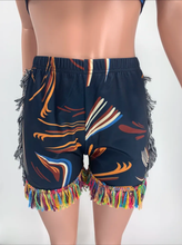 Load image into Gallery viewer, Sexy Printed One Shoulder Tassel Shorts 2 Piece Sets
