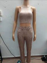 Load image into Gallery viewer, Fashion Patchwork Sleeveless Vest And Pants 2 Piece Set
