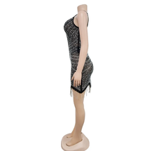 Load image into Gallery viewer, Sexy Mesh Hot Drill Sling Tassel Mini Dress
