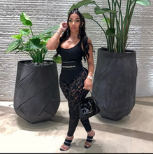 Load image into Gallery viewer, Black Lace High Waist Skinny Pants
