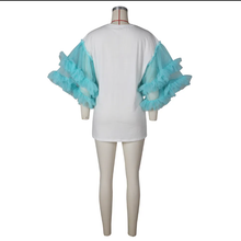 Load image into Gallery viewer, Mesh Patchwork Sleeve Loose Solid T Shirt
