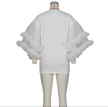 Load image into Gallery viewer, Mesh Patchwork Sleeve Loose Solid T Shirt
