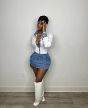 Load image into Gallery viewer, Fashion Pocket Patchwork Denim Skirt
