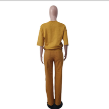 Load image into Gallery viewer, Letter Embroidery Holes Denim Two Piece Pants Set
