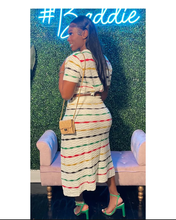 Load image into Gallery viewer, Colorful Stripe Knit Slit Skirts Two Piece Set
