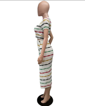 Load image into Gallery viewer, Colorful Stripe Knit Slit Skirts Two Piece Set
