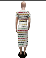 Load image into Gallery viewer, Colorful Stripe Knit Slit Skirts Two Piece Set
