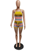 Load image into Gallery viewer, Print Backless Halter Tight Knit Two Piece Set
