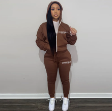 Load image into Gallery viewer, Letter Print Plush Hooded Sweatshirt And Pant Sport Suit
