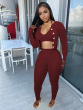 Load image into Gallery viewer, Solid Knit Vest Top+Short Coat+Pants 3 Piece Sets
