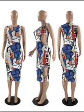 Load image into Gallery viewer, Sexy Printed Sleeveless Hollow Out Midi Dress
