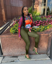 Load image into Gallery viewer, Fashion Print Long Sleeve Shirt Two Piece Pants Set

