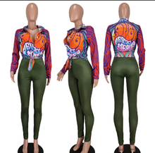 Load image into Gallery viewer, Fashion Print Long Sleeve Shirt Two Piece Pants Set
