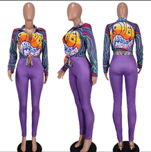 Load image into Gallery viewer, Fashion Print Long Sleeve Shirt Two Piece Pants Set
