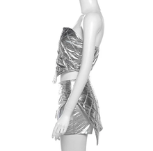 Load image into Gallery viewer, Sexy Wrap Chest Zipper Tops Tight Two Piece Shorts Set
