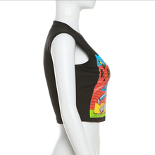Load image into Gallery viewer, Cartoon Print Short Slim Sleeveless Tops
