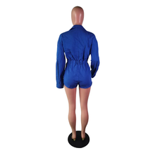 Load image into Gallery viewer, Fashion Solid Color Long Sleeve Denim Romper
