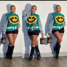 Load image into Gallery viewer, Fashion Knits Patchwork Denim Long Sleeve Sweater Top

