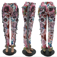 Load image into Gallery viewer, Colorful Pattern Tassel Padded Plush Pants
