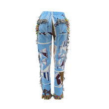 Load image into Gallery viewer, Colorful Pattern Tassel Padded Plush Pants
