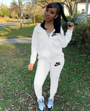 Load image into Gallery viewer, Plus Size Sports Fashion Casual Hood Coat Pants 2 Piece Set
